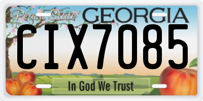 GA license plate CIX7085