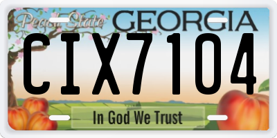 GA license plate CIX7104
