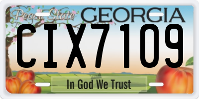 GA license plate CIX7109