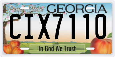GA license plate CIX7110