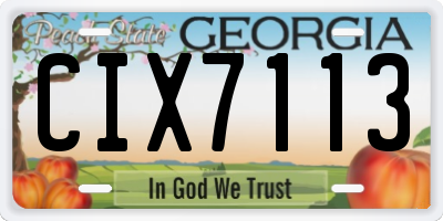 GA license plate CIX7113