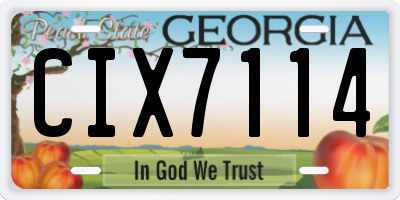 GA license plate CIX7114