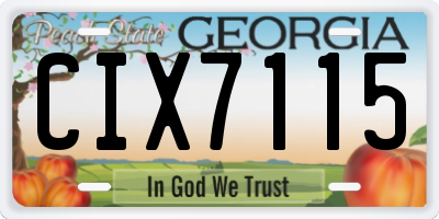 GA license plate CIX7115