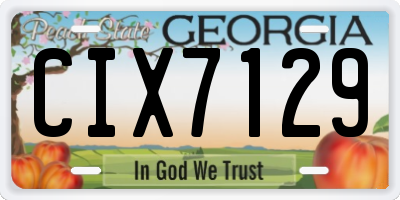 GA license plate CIX7129