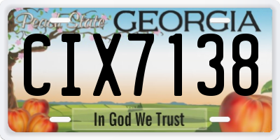 GA license plate CIX7138