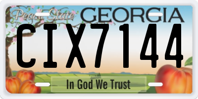 GA license plate CIX7144