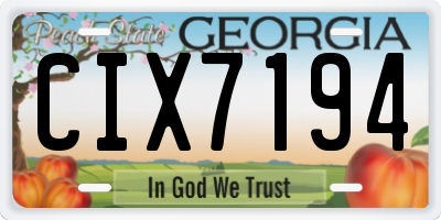 GA license plate CIX7194