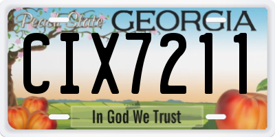 GA license plate CIX7211