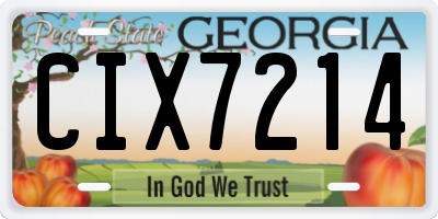 GA license plate CIX7214