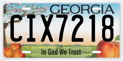 GA license plate CIX7218