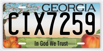 GA license plate CIX7259