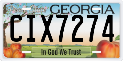 GA license plate CIX7274