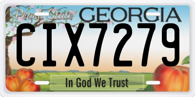 GA license plate CIX7279
