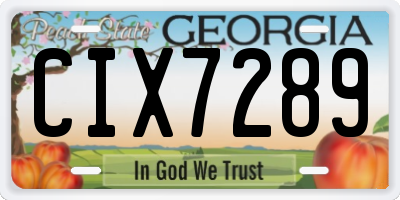 GA license plate CIX7289