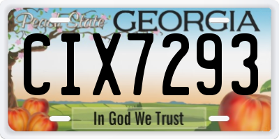 GA license plate CIX7293