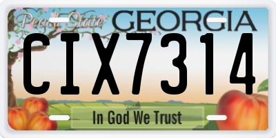 GA license plate CIX7314