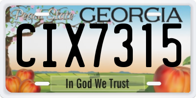 GA license plate CIX7315