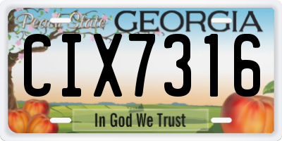 GA license plate CIX7316