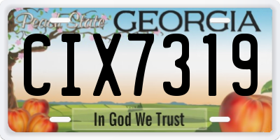 GA license plate CIX7319