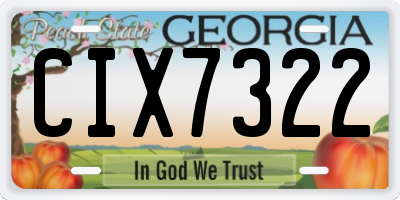 GA license plate CIX7322