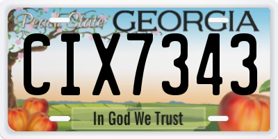 GA license plate CIX7343