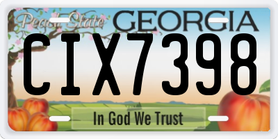 GA license plate CIX7398