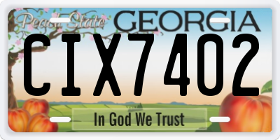 GA license plate CIX7402