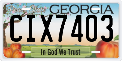 GA license plate CIX7403