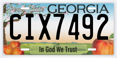 GA license plate CIX7492