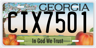 GA license plate CIX7501