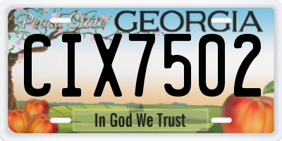 GA license plate CIX7502