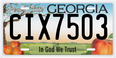 GA license plate CIX7503