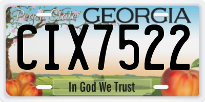 GA license plate CIX7522