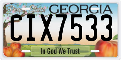 GA license plate CIX7533