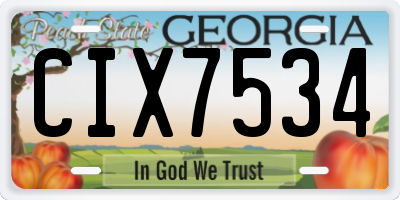 GA license plate CIX7534
