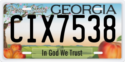 GA license plate CIX7538