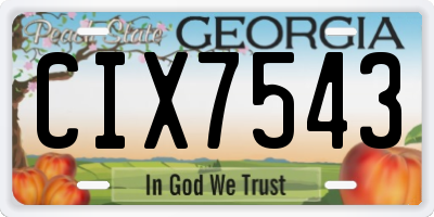 GA license plate CIX7543