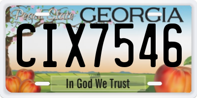 GA license plate CIX7546