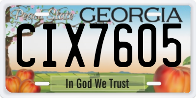 GA license plate CIX7605