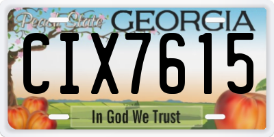 GA license plate CIX7615