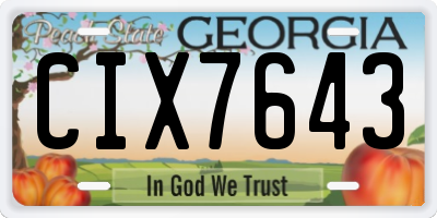 GA license plate CIX7643