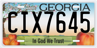 GA license plate CIX7645