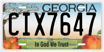 GA license plate CIX7647