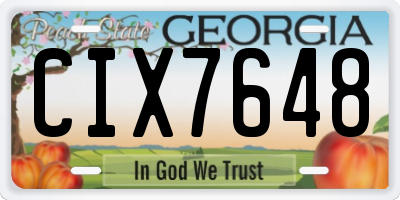 GA license plate CIX7648