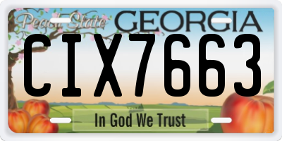 GA license plate CIX7663