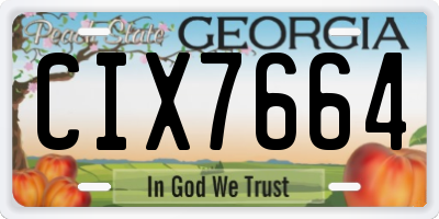 GA license plate CIX7664
