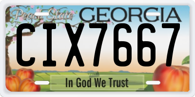 GA license plate CIX7667