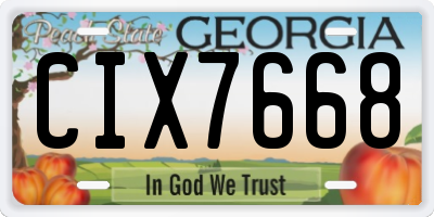 GA license plate CIX7668
