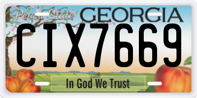 GA license plate CIX7669