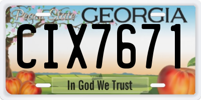 GA license plate CIX7671